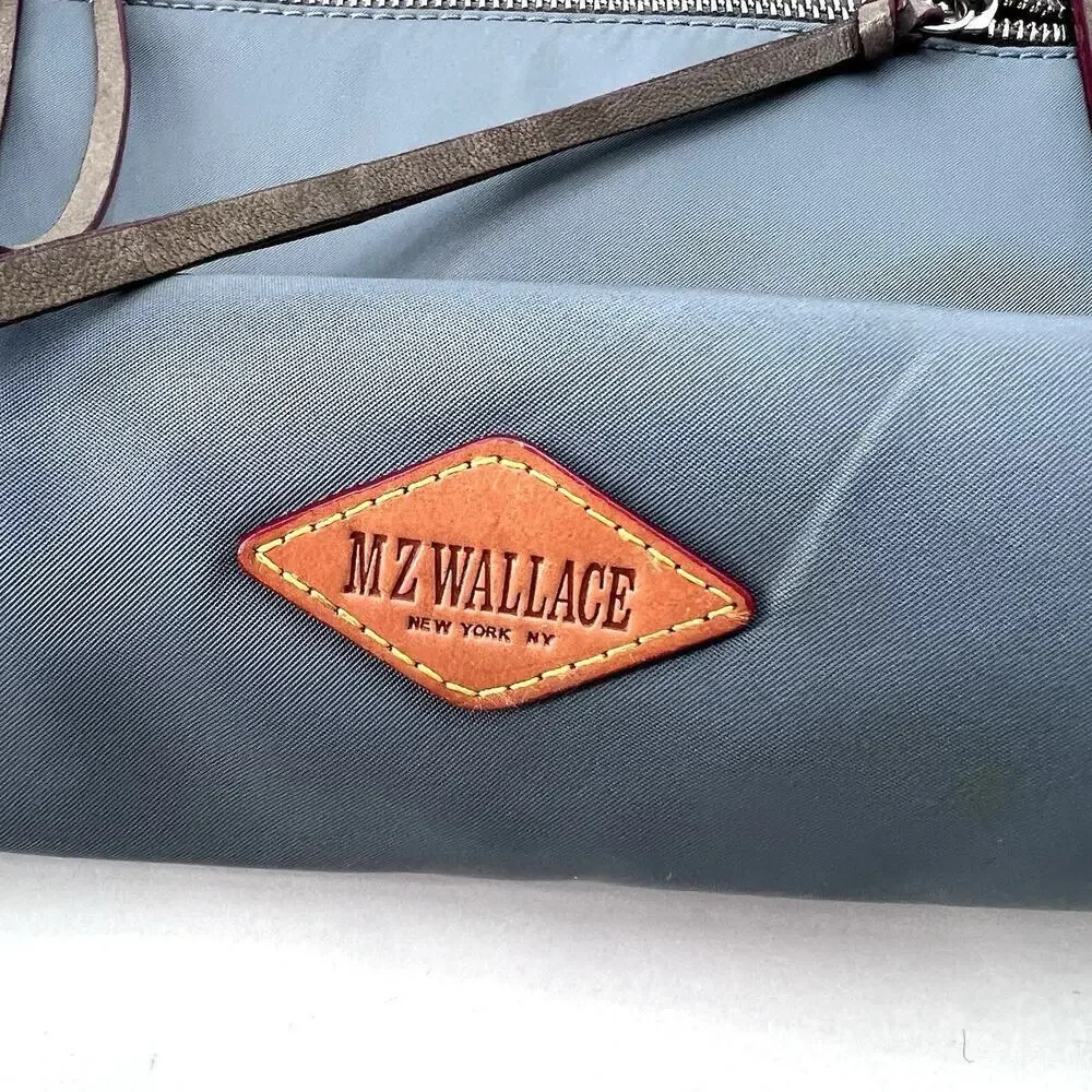 MZ Wallace Blue Nylon Strappy Hobo Shoulder Handbag Purse Womens